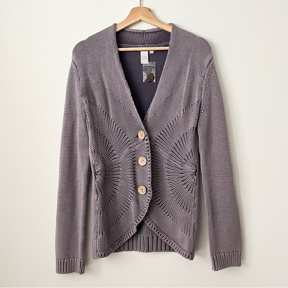 NEW Isabella Bird Women's Chunky Knit Cardigan Sweater Size M Purple Boho